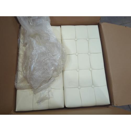 Size 31x30 Color White  Wide Transitional Square Coffee Table Storage Ottoman in Satin white  Faux Leather, Assembled, for the Living Room and Bedroom