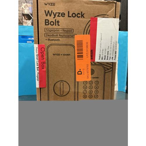 Wyze Auto-Lock Bolt, Fingerprint Keyless Entry Door Smart Bluetooth Deadbolt Replacement, Backlit Keypad, IPX5 Weatherproof, in-App History and Scheduled Access, BHMA, UL 20-Min Fire Rated