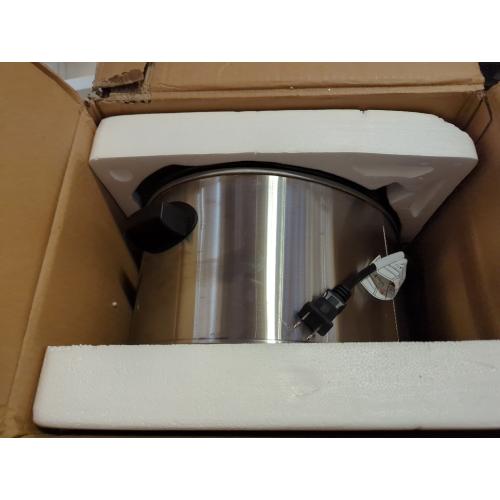 Elite Gourmet Stainless Steel Slow Cooker, Dishwasher-Safe with Tempered Glass Lid, Cool-Touch Handles, Removable Stoneware Pot, 8.5 Quart,MST-900V