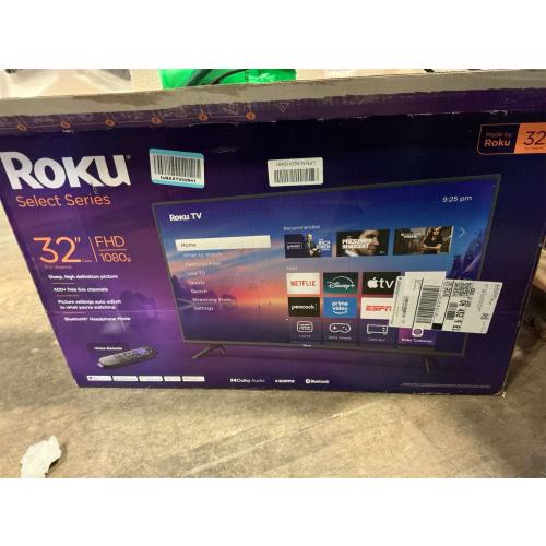 Roku Smart TV 2025 – 32-Inch Select Series, 1080p Full HD TV – Roku TV with Voice Remote – Flat Screen LED Television with Wi-Fi for Streaming Live Local News, Sports, Family Entertainment