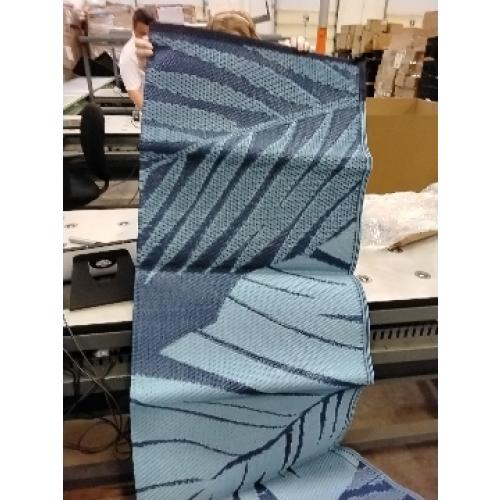 GENIMO Outdoor Rug 5' x 8' Waterproof for Patios Clearance, Reversible Outdoor Plastic Straw Camping Rug Carpet, Large Area Rugs Mats for RV, Picnic, Backyard, Deck, Balcony, Porch, Beach, Blue&Grey