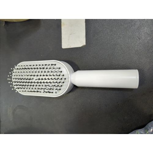 White Self-Cleaning Hair Brush, 3D Air Cushion Design, Detangling Paddle Brush with Holder, All Hair Type (WHITE)