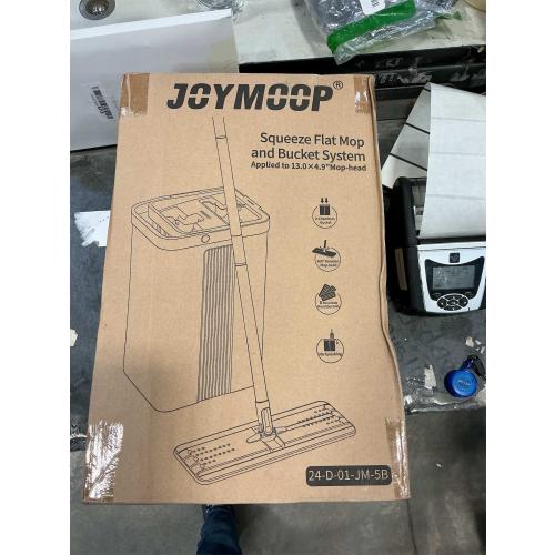 JOYMOOP Mop and Bucket Set with Wringer, Flat Mops for Floor Cleaning, Wall Mop Cleaner with Long Handle, Hardwood Floor Mop with 4 Microfiber Pads