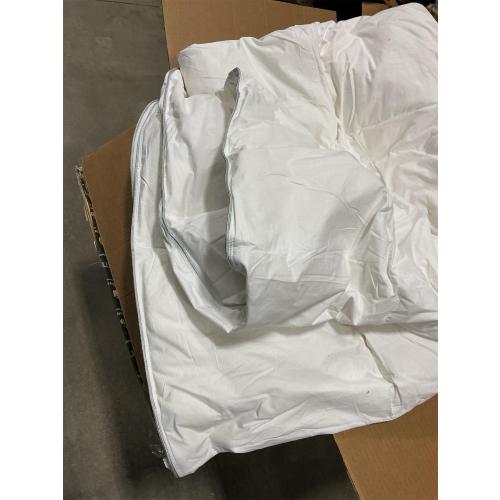 Goose Feather Down Fiber Cotton Comforter Queen Size - 100% Cotton Duvet Insert - Hypoallergenic Bedding Comforter All Season Medium Warmth 90 x 90 Inch White