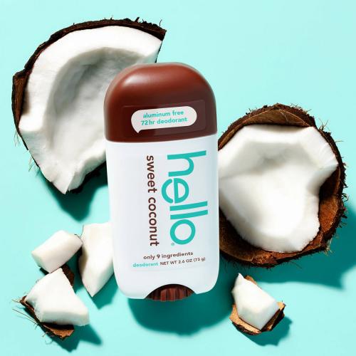 Hello Sweet Coconut Aluminum Free Deodorant, Shea Butter, Vegan, 2.6 oz Stick Deodorant