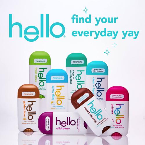 Hello Sweet Coconut Aluminum Free Deodorant, Shea Butter, Vegan, 2.6 oz Stick Deodorant