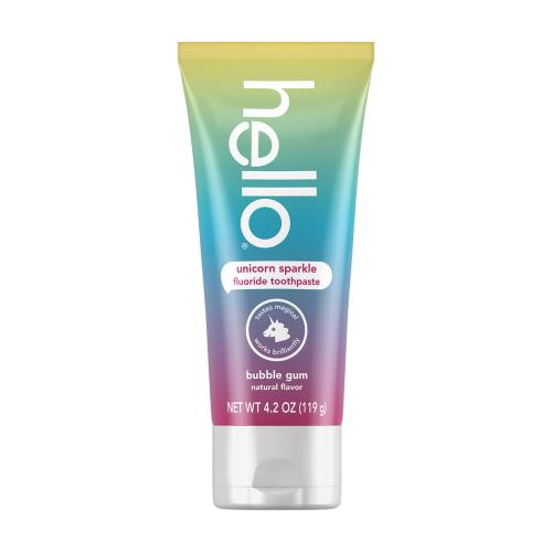 hello Unicorn Sparkle Kids Toothpaste with Fluoride, Bubble Gum Toothpaste, 4.2 oz