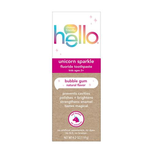 hello Unicorn Sparkle Kids Toothpaste with Fluoride, Bubble Gum Toothpaste, 4.2 oz