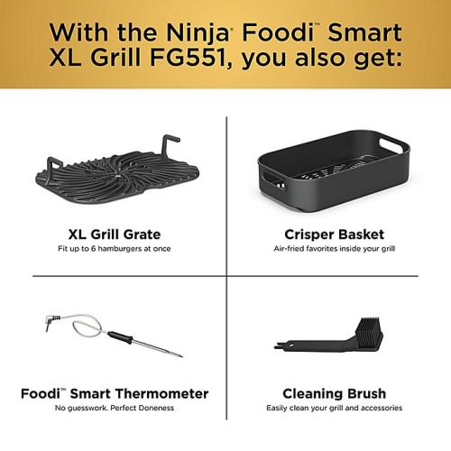 Ninja® Foodi™ Smart XL 6-in-1 Indoor Grill with 4-qt Air Fryer, Roast, Bake, Broil, Dehydrate