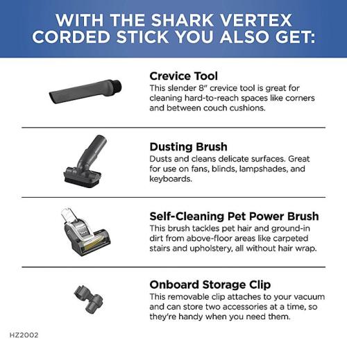Shark® Vertex™ UltraLight™ DuoClean® PowerFins Corded Stick Vacuum with Self-Cleaning Brushroll, no warranty.