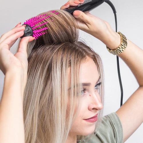 Color Black and Pink Revlon® Pro Collection 1-Inch Silicone Heated Styling Brush in Pink/Black