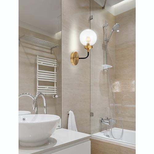 JONATHAN Y Caleb 1-Light 8 Brass Wall Sconce in Black/Brass