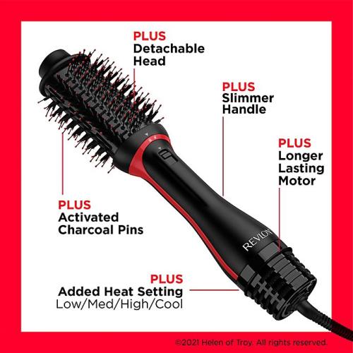 Color Black and red Revlon® Detachable One-Step Hair Dryer and Volumizer PLUS in Black/Red