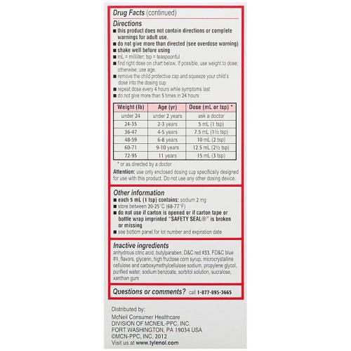 Tylenol® Children's 4 oz. Pain Reliever/Fever Reducer Oral Suspension Liquid in Grape 2 pk