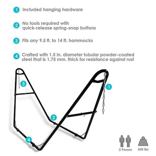 Sunnydaze Decor Steel Universal Hammock Stand in Black