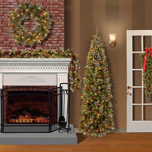 National Tree Company Crestwood Spruce 9-Foot Pre-Lit Garland with Clear Lights