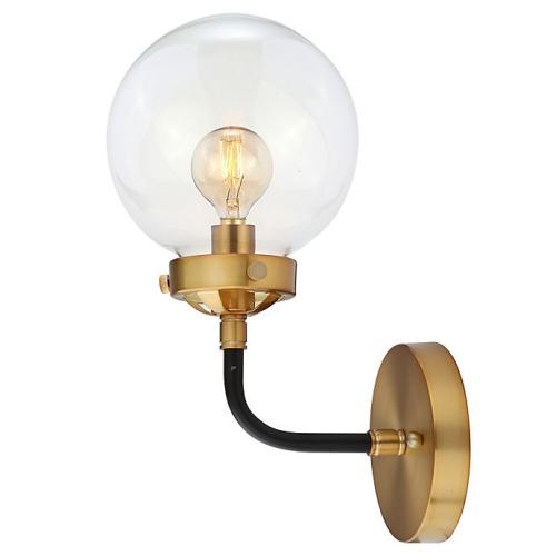 JONATHAN Y Caleb 1-Light 8 Brass Wall Sconce in Black/Brass