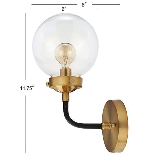 JONATHAN Y Caleb 1-Light 8 Brass Wall Sconce in Black/Brass