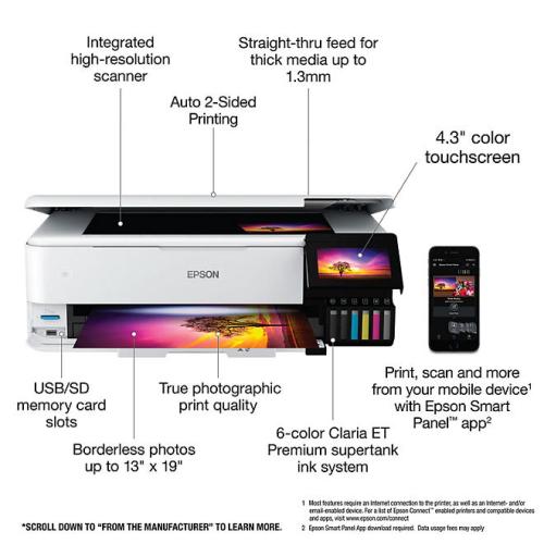 Epson EcoTank Photo ET-8550 Supertank Special Edition All-in-One Inkjet Printer, EPSC11CJ21201C