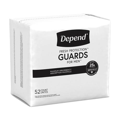 Depend Incontinence Guards for Men, Maximum Absorbency (52 ct., 2 pk.)