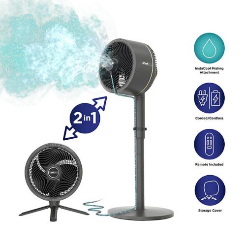 Shark FlexBreeze Fan with InstaCool Mist Attachment, Cordless & Corded, Outdoor & Indoor
