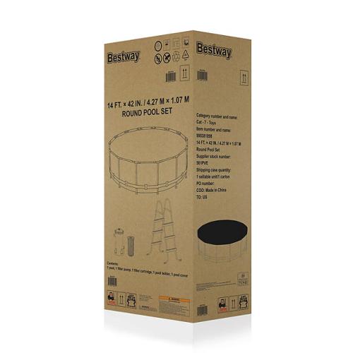 Bestway Power Steel Round Above Ground Pool Set, L 14’ x W 42”