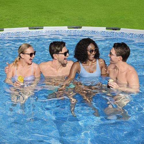 Bestway Power Steel Round Above Ground Pool Set, L 14’ x W 42”
