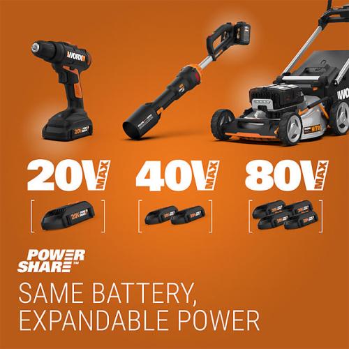 Worx 40v Combo, Includes 20 Push Mower, 13 String Trimmer, Quiet Tech Blower