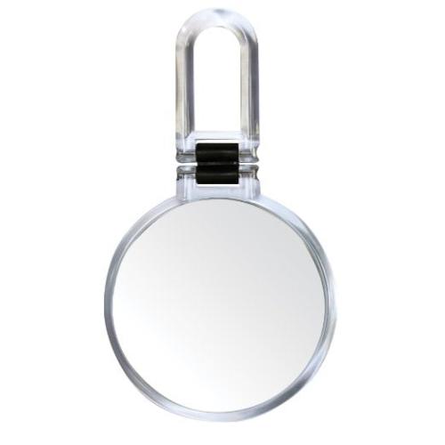 Danielle Folding Makeup Mirror with Handle/Stand, 10X Magnification, Clear Acrylic