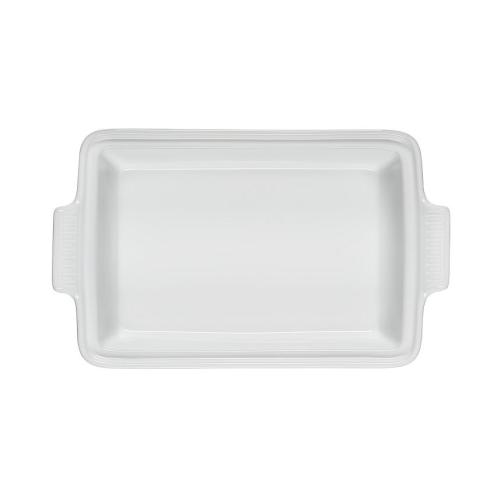 Le Creuset 4 Quart Stoneware Covered Rectangular Casserole with Marble Applique - White - 4.5 Quart