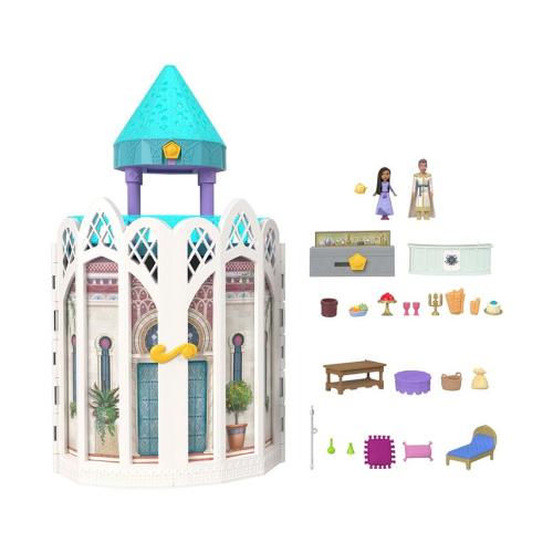Disney's Wish Rosas Castle Playset, Dollhouse with 2 Posable Mini Dolls, Star Figure 20 Accessories - Multi