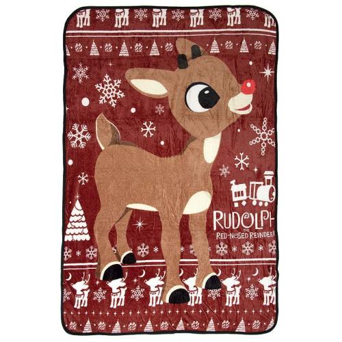Rudolph The Red-Nosed Reindeer Soft Plush Fleece Throw Blanket 45 x 60 - Red - 50x60