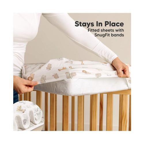 KeaBabies 2pk Soothe Waterproof Fitted Mini Crib Sheets for Girl, Boy, 100% Organic Soft Cotton Pack and Play Sheets - Gray