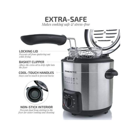 OVENTE Electric Deep Fryer - Gray