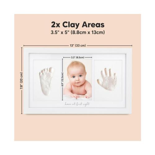 Duo Baby Hand and Footprint Kit, Baby Handprint Kit, Newborn Photo Frame, Baby Keepsake for New Mom - White