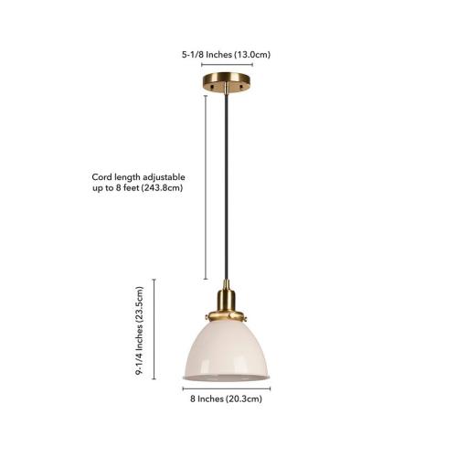 Hudson & Canal Madison 8 Metal Shade Wide Pendant - White