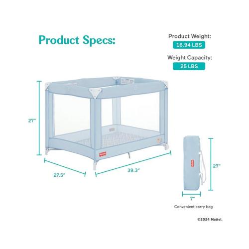Dream On Me Fisher Price Play All Day Playard - Gray