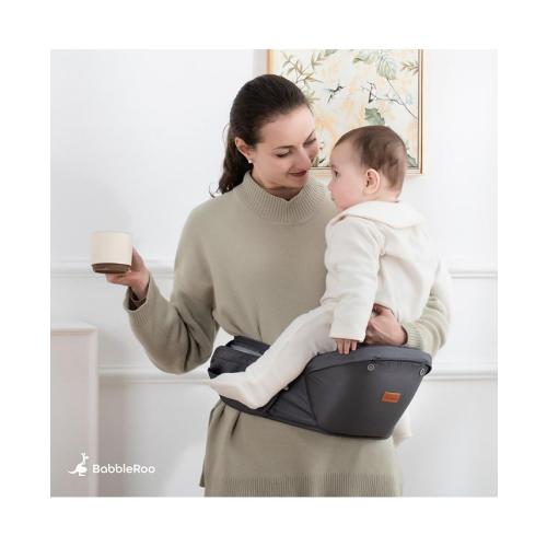 BabbleRoo Kids Carrier 6 in 1 Carrier with Hip Seat, Comfy & Adjustable Kangaroo Rose - Black