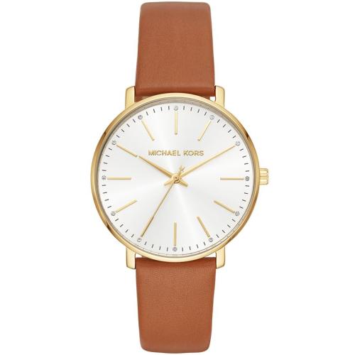 Michael Kors Women's Pyper Luggage Leather Strap Watch 38mm - Gold