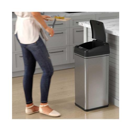 iTouchless Stainless Steel Sensor Trash Can with AbsorbX Odor Filter 13 Gallon Silver - Silver