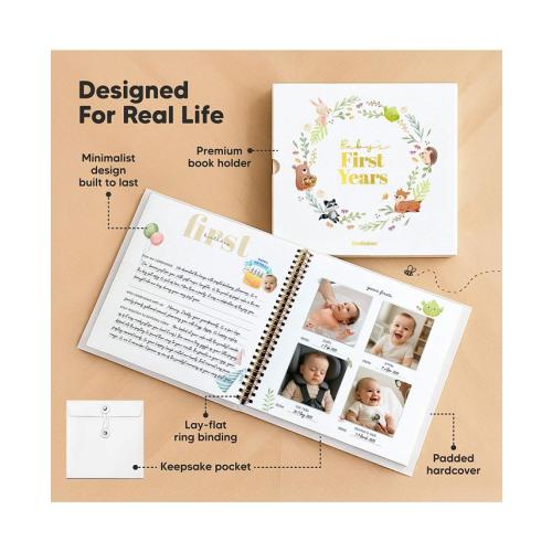 KeaBabies Baby Muse Memory Book Keepsake for Girl, Boy, First 5 Year Journal Milestone Book, 100 Beautiful Pages - White