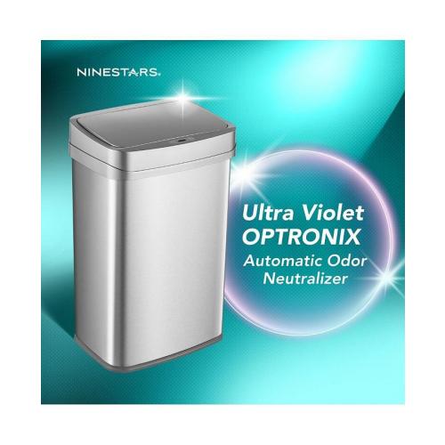 Ninestars Nova Series 13 Gallon Odor Elimating Automatic Kitchen Trash Can - Silver