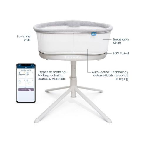 HALO Baby BassiNest Connected Swivel Sleeper 3.0 – Smart Bassinet with AutoSoothe, Easy Lowering Wall - NO SIZE