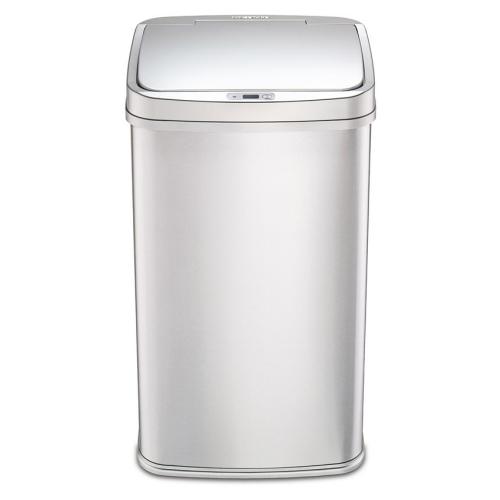 Nine Stars 13.2 Gallon Stainless Steel Sensor Trash Can with Silver Trim - Silver ( little sunken see the pictures )