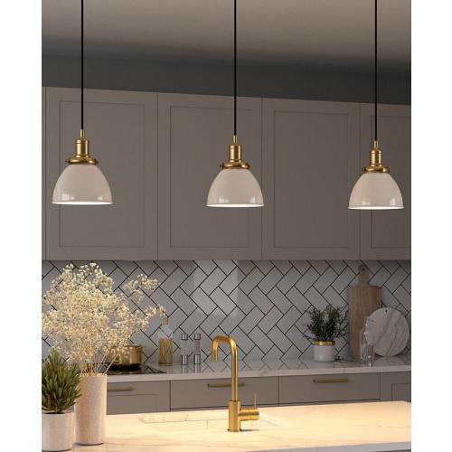 Hudson & Canal Madison 8 Metal Shade Wide Pendant - White