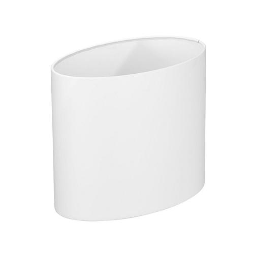 mDesign Oval Slim Metal Trash Can Wastebasket - White - Small