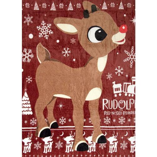 Rudolph The Red-Nosed Reindeer Soft Plush Fleece Throw Blanket 45 x 60 - Red - 50x60