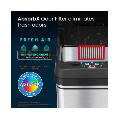 iTouchless Stainless Steel Sensor Trash Can with AbsorbX Odor Filter 13 Gallon Silver - Silver
