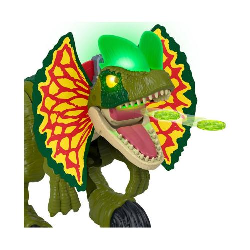 Imaginext Jurassic World Thrash Attack Dilophosaurus Dinosaur Toy with Lights Sounds for Kids - Multi - No Size