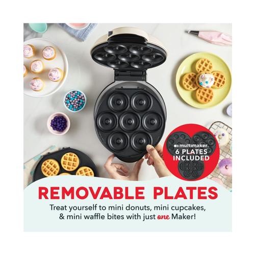 Dash MultiMaker™ Treat Maker System with Removeable: Mini Cupcake, Donut, & Waffle Bite - Tan/Beige MAY HAVE MISSING ACCESSORIES